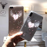 Glitter Angel's Wing Love Heart Clear Phone Case Back Cover - iPhone 11 Pro Max/11 Pro/11/XS Max/XR/XS/X/8 Plus/8/7 Plus/7 - halloladies