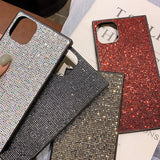 Square Bling Glitter Rhinestone Phone Case Back Cover for iPhone 11 Pro Max/11 Pro/11/XS Max/XR/XS/X/8 Plus/8/7 Plus/7 - halloladies