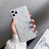 Transparent Heart Shaped Pattern Soft Phone Case Back Cover for iPhone 12 Pro Max/12 Pro/12/12 Mini/SE/11 Pro Max/11 Pro/11/XS Max/XR/XS/X/8 Plus/8 - halloladies