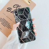 Plating Geometric Marble Phone Case Back Cover - iPhone 11/11 Pro/11 Pro Max/XS Max/XR/XS/X/8 Plus/8/7 Plus/7 - halloladies