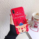 Red Cartoon Snowman Christmas Elk Phone Case Back Cover - iPhone 11/11 Pro/11 Pro Max/XS Max/XR/XS/X/8 Plus/8/7 Plus/7 - halloladies