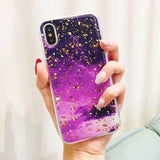 Glitter Gold Foil Gradient TPU Phone Case Back Cover for iPhone 11/11 Pro/11 Pro Max/XS Max/XR/XS/X/8 Plus/8/7 Plus/7 - halloladies