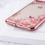 Luxury Diamond Plating Flower Soft TPU Phone Case Back Cover for iPhone 11/11 Pro/11 Pro Max/XS Max/XR/XS/X/8 Plus/8/7 Plus/7 - halloladies