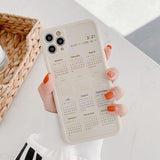 Candy Color Calendar Soft Phone Case  Back Cover for iPhone 12 Pro Max/12 Pro/12/12 Mini/SE/11 Pro Max/11 Pro/11/XS Max/XR/XS/X/8 Plus/8 - halloladies