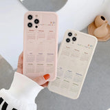 Candy Color Calendar Soft Phone Case  Back Cover for iPhone 12 Pro Max/12 Pro/12/12 Mini/SE/11 Pro Max/11 Pro/11/XS Max/XR/XS/X/8 Plus/8 - halloladies