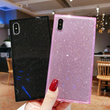Square Glitter Powder Monochrome Phone Case Back Cover for iPhone XS Max/XR/XS/X/8 Plus/8/7 Plus/7/6s Plus/6s/6 Plus/6 - halloladies