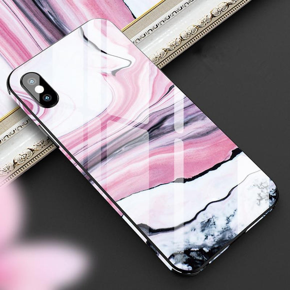 Marble Tempered Glass Phone Case Back Cover - iPhone XS Max/XR/XS/X/8 Plus/8/7 Plus/7/6s Plus/6s/6 Plus/6 - halloladies