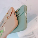 Cute Letters Cactus Bracket Wrist Strap Soft Phone Case Back Cover for iPhone 12 Pro Max/12 Pro/12/12 Mini/SE/11 Pro Max/11 Pro/11/XS Max/XR/XS/X/8 Plus/8 - halloladies