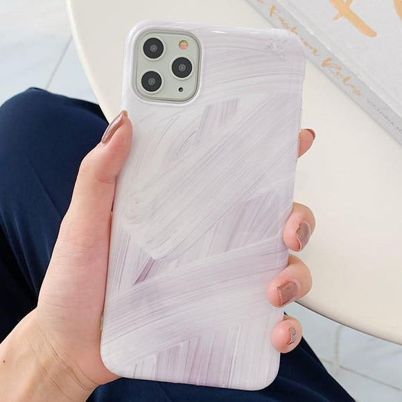 Simple Marble Brush Pink Phone Case Back Cover - iPhone 11 Pro Max/11 Pro/11/XS Max/XR/XS/X/8 Plus/8/7 Plus/7 - halloladies