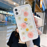 Glitter Real Dried Flowers Phone Case Back Cover Camera Protection for iPhone 12 Pro Max/12 Pro/12/12 Mini/SE/11 Pro Max/11 Pro/11/XS Max/XR/XS/X/8 Plus/8 - halloladies