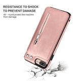 Fashion Zipper Leather Card Holder Wallet Phone Case Back Cover - iPhone XS Max/XR/XS/X/8 Plus/8/7 Plus/7/6s Plus/6s/6 Plus/6 - halloladies