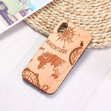 Engraved World Map Travel Adventure Wood Phone Case Back Cover - iPhone 11/11 Pro/11 Pro Max/XS Max/XR/XS/X/8 Plus/8/7 Plus/7 - halloladies