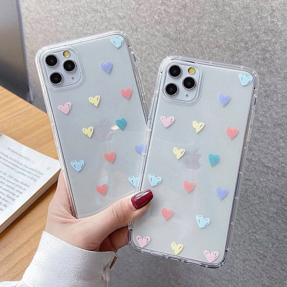 Transparent Heart Shaped Pattern Soft Phone Case Back Cover for iPhone 12 Pro Max/12 Pro/12/12 Mini/SE/11 Pro Max/11 Pro/11/XS Max/XR/XS/X/8 Plus/8 - halloladies