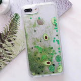 Flowing Liquid Bling Glitter Watermelon Avocado TPU Phone Case Back Cover for iPhone XS Max/XR/XS/X/8 Plus/8/7 Plus/7/6s Plus/6s/6 Plus/6 - halloladies