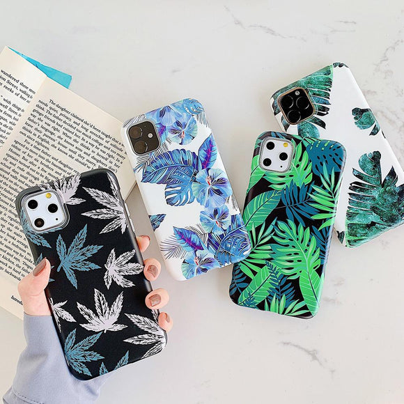 Vintage Green Banana Leaf Phone Case Back Cover for iPhone 11 Pro Max/11 Pro/11/XS Max/XR/XS/X/8 Plus/8 - halloladies
