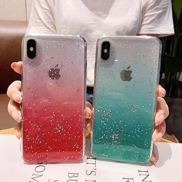 Glitter Powder Gradient Phone Case Back Cover - iPhone 11 Pro Max/11 Pro/11/XS Max/XR/XS/X/8 Plus/8/7 Plus/7 - halloladies
