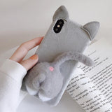 Cute Cartoon 3D Plush Corgi Cat Ear Phone Case Back Cover for iPhone 11 Pro Max/11 Pro/11/XS Max/XR/XS/X/8 Plus/8/7 Plus/7 - halloladies