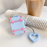 Cute Suitcase with Love Heart Finger Ring Strap Airpods Case Wireless Bluetooth Earphone Cases for Airpods - halloladies
