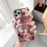 Retro Flower Leaf Soft Phone Case Back Cover for iPhone 12 Pro Max/12 Pro/12/12 Mini/11 Pro Max/11 Pro/11/XS Max/XR/XS/X/8 Plus/8/7 Plus/7 - halloladies