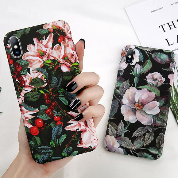 Vintage Flower Leaf Phone Case Back Cover - iPhone 11 Pro Max/11 Pro/11/XS Max/XR/XS/X/8 Plus/8 - halloladies