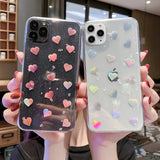 Laser Love Heart Glitter Bling Clear Soft Phone Case Back Cover for iPhone 12 Pro Max/12 Pro/12/12 Mini/SE/11 Pro Max/11 Pro/11/XS Max/XR/XS/X/8 Plus/8 - halloladies