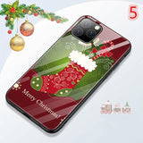 Cartoon Christmas Tempered Glass Phone Case Back Cover - iPhone 11/11 Pro/11 Pro Max/XS Max/XR/XS/X/8 Plus/8/7 Plus/7 - halloladies