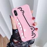 Cute Cartoon Crocodile Solid Color With Card Pocket Phone Case Back Cover - iPhone XS Max/XR/XS/X/8 Plus/8/7 Plus/7/6s Plus/6s/6 Plus/6 - halloladies