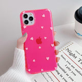 Simple Love Heart Shockproof Fluorescent Soft Phone Case Back Cover - iPhone 12 Pro Max/12 Pro/12/12 Mini/SE/11 Pro Max/11 Pro/11/XS Max/XR/XS/X/8 Plus/8 - halloladies
