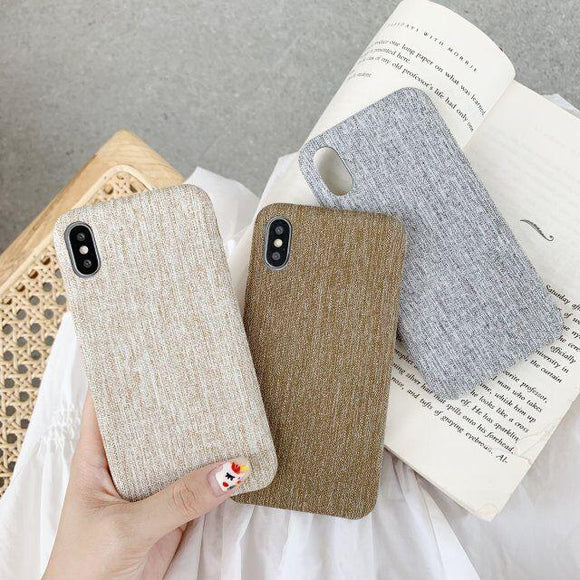 Simple Solid Color Fabric Phone Case Back Cover - iPhone 11/11 Pro/11 Pro Max/XS Max/XR/XS/X/8 Plus/8/7 Plus/7 - halloladies
