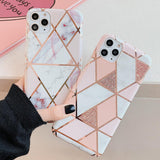 Plating Geometric Marble Phone Case Back Cover for iPhone 11 Pro Max/11 Pro/11/XS Max/XR/XS/X/8 Plus/8/7 Plus/7 - halloladies