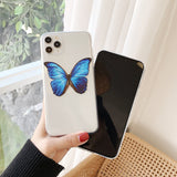 Cute Butterfly Blue Phone Case Back Cover - iPhone 12 Pro Max/12 Pro/12/12 Mini/SE/11 Pro Max/11 Pro/11/XS Max/XR/XS/X/8 Plus/8 - halloladies