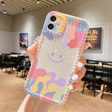 Cute Cartoon Watercolor Smile Silicone iPhone Case -white