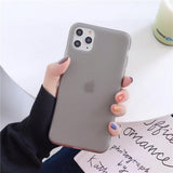 Simple Solid Color Liquid Silicone Matte Transparent Phone Case Back Cover - iPhone 11/11 Pro/11 Pro Max/XS Max/XR/XS/X/8 Plus/8/7 Plus/7 - halloladies