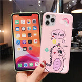 Cartoon Cute Dinosaur Rainbow Letter Couples Soft Phone Case Back Cover - iPhone 11/11 Pro/11 Pro Max/XS Max/XR/XS/X/8 Plus/8/7 Plus/7 - halloladies