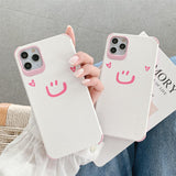 Cute Smile Love Heart Soft Leather Silicone Phone Case for iPhone 12 Pro Max/12 Pro/12/12 Mini/SE/11 Pro Max/11 Pro/11/XS Max/XR/XS/X/8 Plus/8 - halloladies