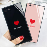 Square Love Heart Tempered Glass Phone Case Back Cover - iPhone XS Max/XR/XS/X/8 Plus/8/7 Plus/7/6s Plus/6s/6 Plus/6 - halloladies