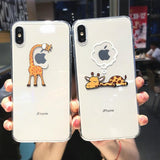 Cute Cartoon Animal Giraffe Clear Phone Case Back Cover - iPhone 12 Pro Max/12 Pro/12/12 Mini/SE/11 Pro Max/11 Pro/11/XS Max/XR/XS/X/8 Plus/8 - halloladies