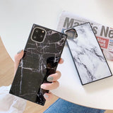 Luxury Square Classic Marble TPU Phone Case Back Cover for iPhone 11/11 Pro/11 Pro Max/XS Max/XR/XS/X/8 Plus/8/7 Plus/7 - halloladies