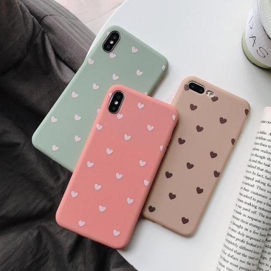 Cute Solid Color Love Heart Soft Silicone Phone Case Back Cover for iPhone XS Max/XR/XS/X/8 Plus/8/7 Plus/7/6s Plus/6s/6 Plus/6 - halloladies