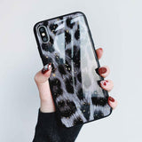 Vintage Leopard Pattern Gold Foil Powder Silicone Phone Case Back Cover for iPhone XS Max/XR/XS/X/8 Plus/8/7 Plus/7/6s Plus/6s/6 Plus/6 - halloladies