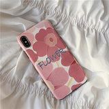 Pink Flower Painting Silk Texture Phone Case Back Cover for iPhone XS Max/XR/XS/X/8 Plus/8/7 Plus/7/6s Plus/6s/6 Plus/6 - halloladies