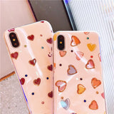 Blue-ray Love Heart Crystal Rhinstone Soft Phone Case Back Cover - iPhone 11 Pro Max/11 Pro/11/XS Max/XR/XS/X/8 Plus/8/7 Plus/7 - halloladies