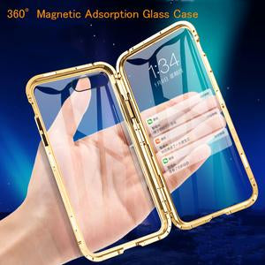 Front +Back 360 Magnetic Adsorption Metal Glass Clear Phone Case Back Cover for iPhone 11/11 Pro/11 Pro Max/XS Max/XR/XS/X/8 Plus/8/7 Plus/7 - halloladies