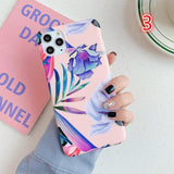 Retro Banana Leaf & Flower Phone Case Back Cover for iPhone 11/11 Pro/11 Pro Max/XS Max/XR/XS/X/8 Plus/8/7 Plus/7 - halloladies