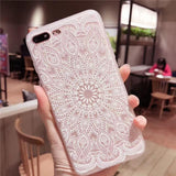 Creative Lace Flower Solid Color Phone Case Back Cover - iPhone 11 Pro Max/11 Pro/11/XS Max/XR/XS/X/8 Plus/8/7 Plus/7 - halloladies