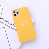 Simple Candy Color Double Hollow Love Heart Soft Phone Case Back Cover - iPhone 11/11 Pro/11 Pro Max/XS Max/XR/XS/X/8 Plus/8/7 Plus/7 - halloladies