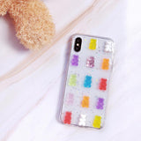 Cartoon Cute Color Bear 3D Candy Soft Phone Case Transparent Back Cover for iPhone 12 Pro Max/12 Pro/12/12 Mini/SE/11 Pro Max/11 Pro/11/XS Max/XR/XS/X/8 Plus/8 - halloladies