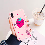 Cartoon Strawberry Cat Sandwich Soft Pink Phone Case Back Cover for iPhone 11/11 Pro/11 Pro Max/XS Max/XR/XS/X/8 Plus/8/7 Plus/7 - halloladies