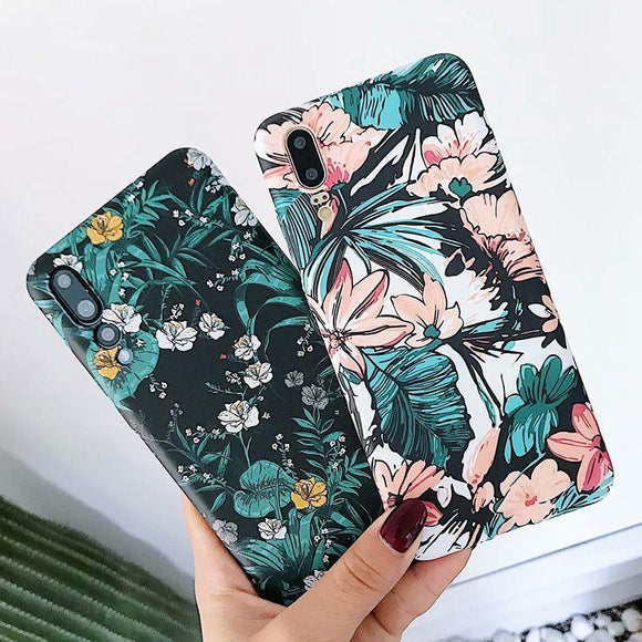 Retro Luminous Flower Leaf Hard Phone Case Back Cover for iPhone 11/11 Pro/11 Pro Max/XS Max/XR/XS/X/8 Plus/8/7 Plus/7 - halloladies