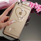 Fashion Love Heart Diamond Plating Soft TPU Phone Case Back Cover for iPhone 11/11 Pro/11 Pro Max/XS Max/XR/XS/X/8 Plus/8/7 Plus/7 - halloladies